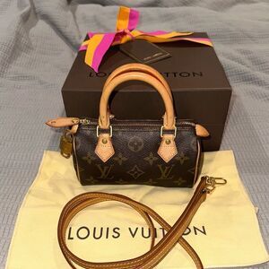 EUC Louis Vuitton LV Mini Speedy HL Top Handle with Crossbody Strap + Lock Key